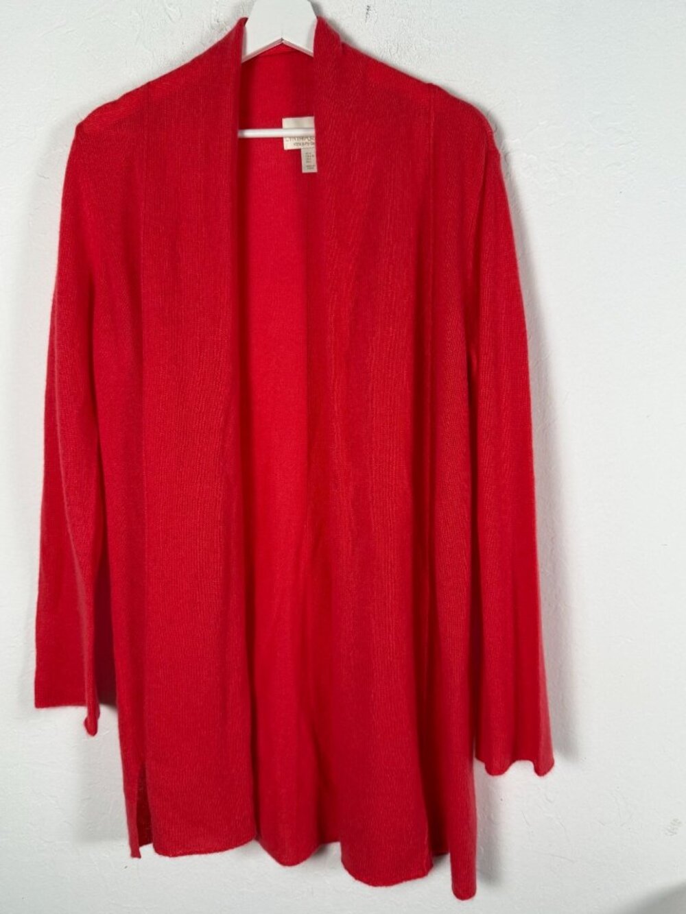 Cynthia Rowley Womens 100% 2-Ply Cashmere Open Front Cardigan Sweater Red Large
